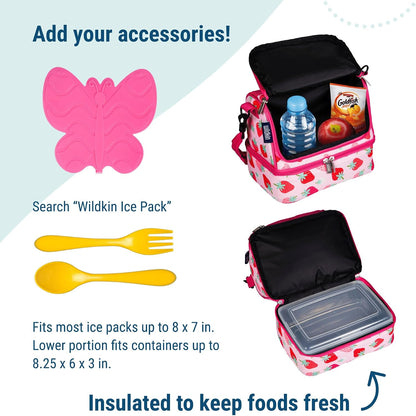 Wildkin Kids Two Compartment Insulated Lunch Bag – Keeps Food Hot or Cold, Easy-Clean Lining, Leak-Resistant & BPA-Free – Boys & Girls, Ideal for School, Travel & Daycare – Jurassic Dinosaurs
