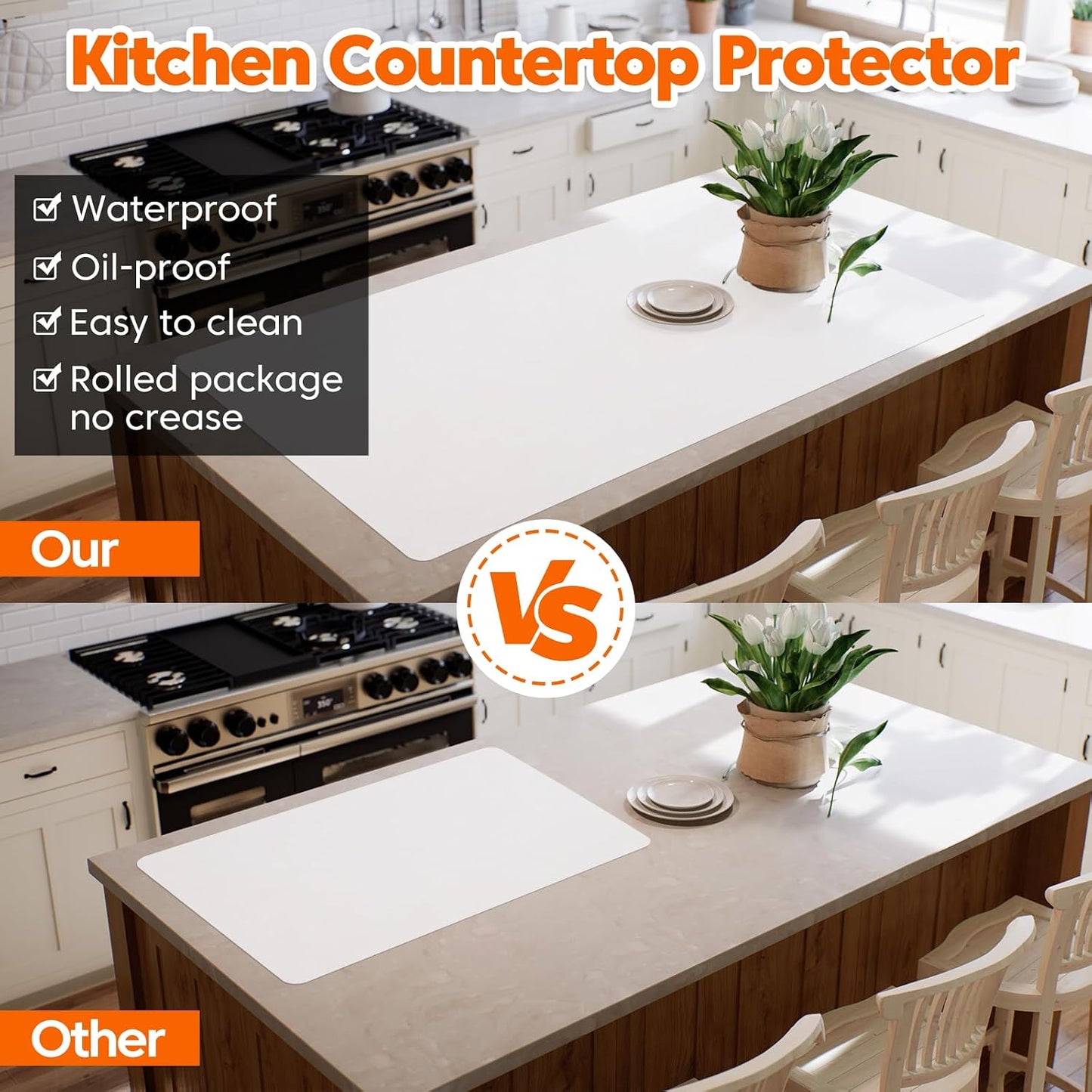 Extra Large Silicone Mat, 84”x24” Heat Resistant Mats for Countertop, Cuttable Waterproof Kitchen Counter Mat, Multipurpose Countertop Protector Mat, Silicone Mats for Kitchen Counter (Translucent)