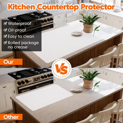 Extra Large Silicone Mat, 84”x24” Heat Resistant Mats for Countertop, Cuttable Waterproof Kitchen Counter Mat, Multipurpose Countertop Protector Mat, Silicone Mats for Kitchen Counter (Translucent)