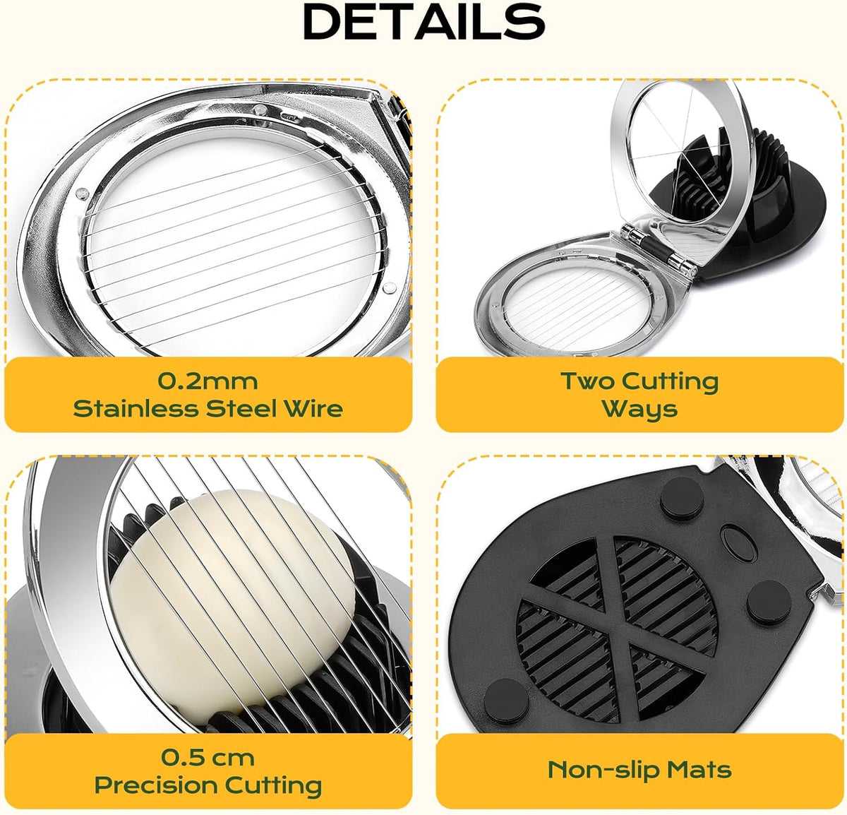 BIBURY Egg Slicer for Hard Boiled Eggs, Heavy Duty Aluminium Fruit Slicer