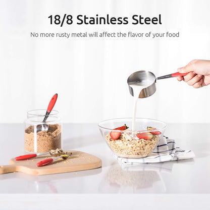 Measuring Cups : U-Taste 18/8 Stainless Steel Measuring Cups and Spoons Set of 10 Piece, Upgraded Thickness Handle(Black)