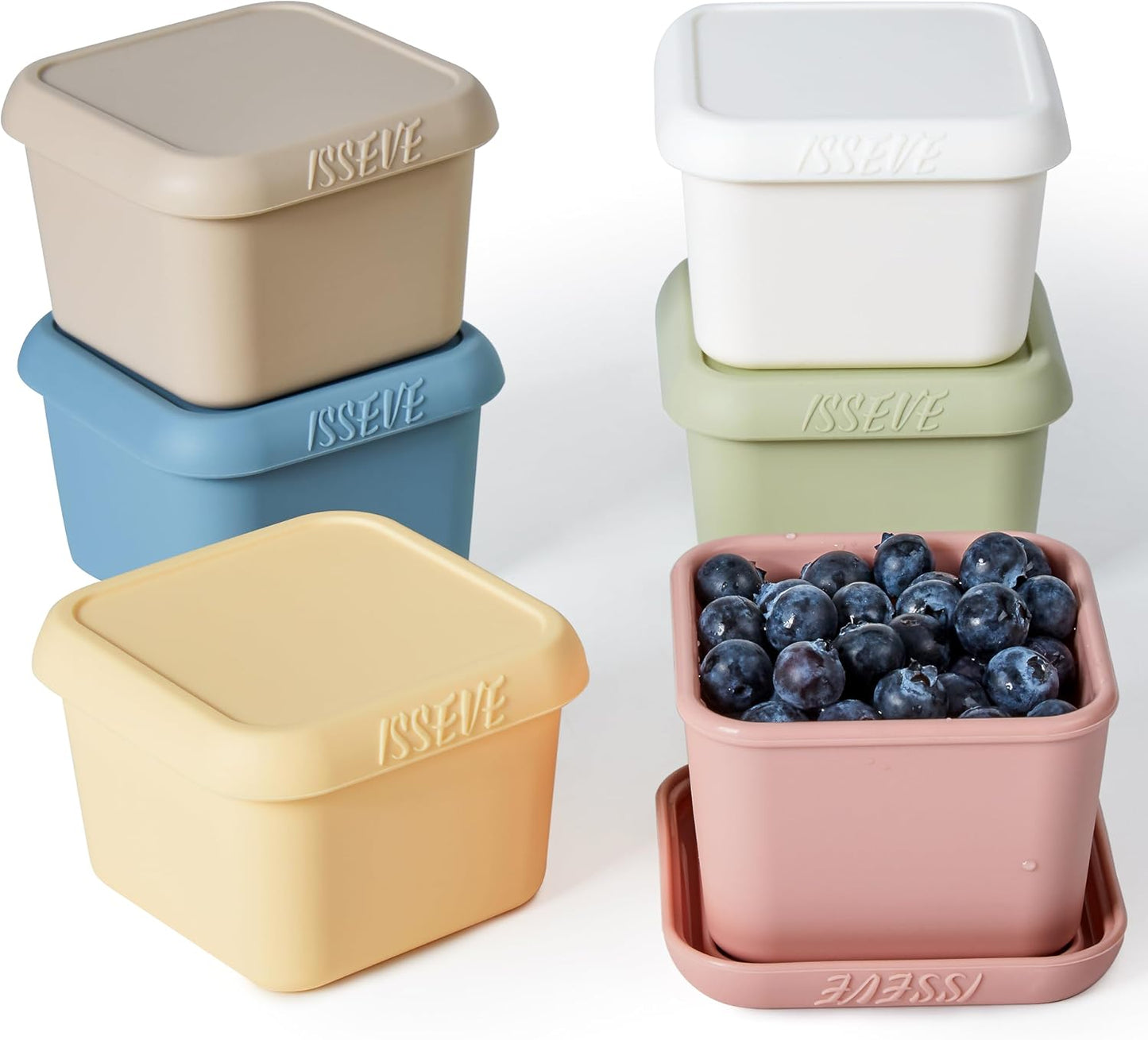 ISSEVE 8Pack 6oz Silicone Snack Containers for Kids, Reusable Small Containers with Lids, Leak Proof Silicone Food Storage Containers, Stackable Kids Lunch Box for Daycare, School, Travel