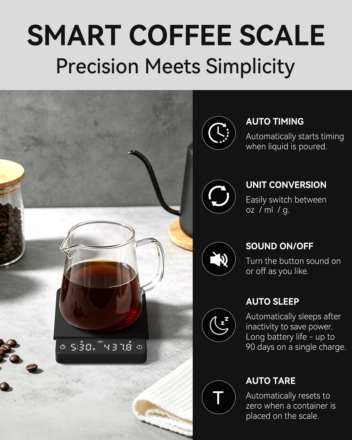 Espresso Coffee Scale with Timer 0.1g Precision Shot Scale