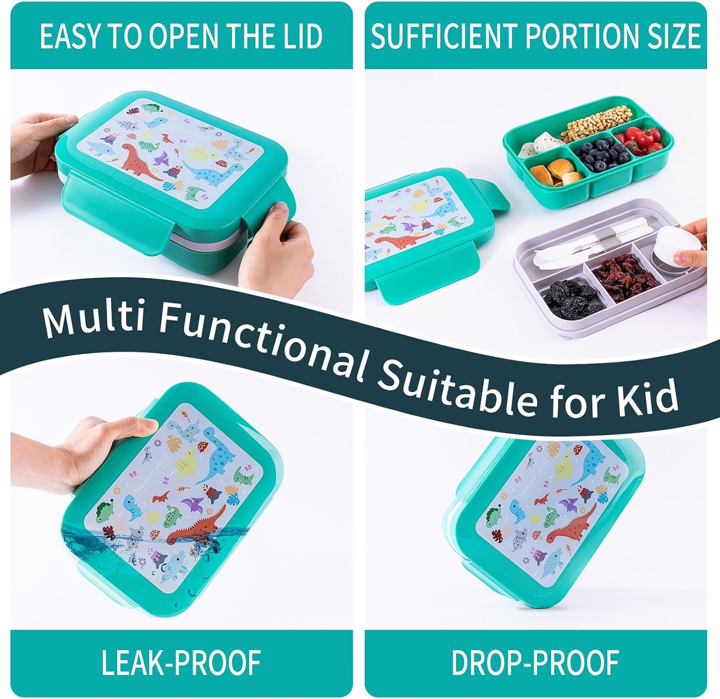 Bento Box for Kids Girls Boys, Adult,8-Compartment Leak-Proof Toddler Lunch Box for School, Drop-Proof Kids Lunch Containers with Insulated Bag, Microwave & Dishwasher Safe, BPA-Free,(Blue)