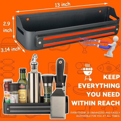 Strong Magnetic Grill Caddy for Blackstone, Heavy Duty Griddle Caddy with Tools Holder, Magnetic Space Saving Grill Accessories for Traeger Pit Boss Camp Chef Z Grills Royal Gourmet MSTER Cook