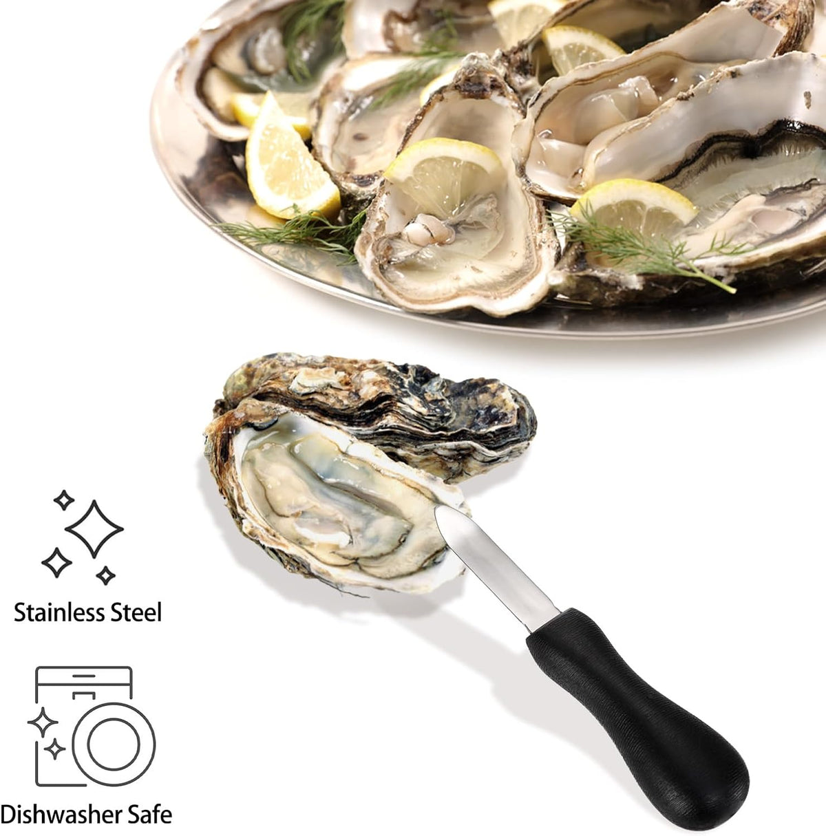 Fasmov 10 Pack Oyster Shucking Knife, Stainless Steel Oyster Knife Oyster Shucker Clam Knife, Oyster Knives Suitable for All Kinds of Shells and Oysters Shucking(White+ Black)