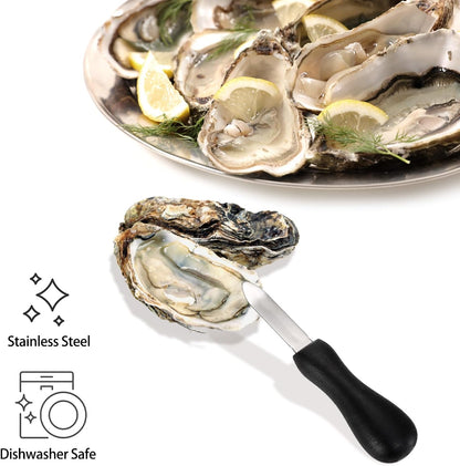 Fasmov 10 Pack Oyster Shucking Knife, Stainless Steel Oyster Knife Oyster Shucker Clam Knife, Oyster Knives Suitable for All Kinds of Shells and Oysters Shucking(White+ Black)