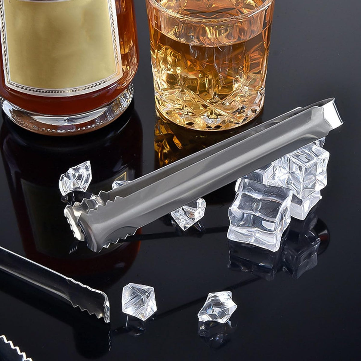 Ice Tongs Stainless Steel Small Tongs with Sharp Teeth for Ice Bucket Sugar Cubes Coffee Bar Food Serving Kitchen Tool