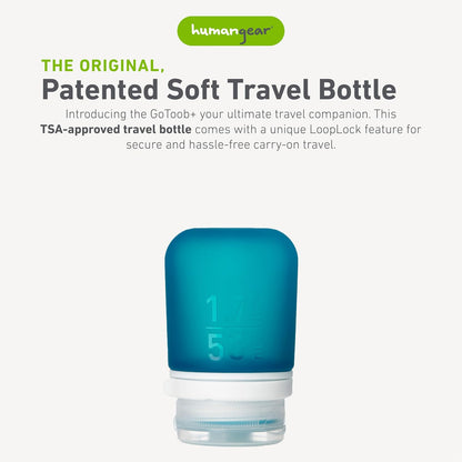 humangear GoToob+ (XL) | Refillable Silicone Travel Bottle | Locking Lid | Food-Safe Material | Blue, XL (6 fl.oz.; 177ml)