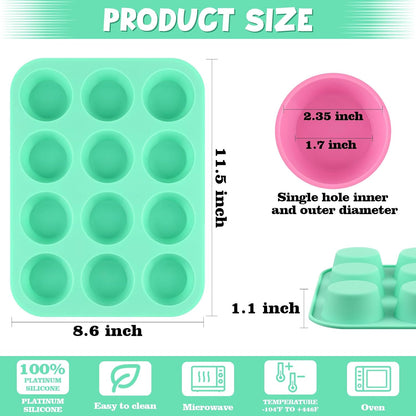Sakolla 2 Pack Silicone Egg Bite Molds for Air Fryer, Nonstick 7 Cups Air Fryer Muffin Pan for Baking Egg Bite, Mini Muffins, Tart, Mini Cupcake and Quiche (Pink + Green)