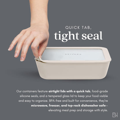 Ceramic Coated Glass Food Storage Container | No PTFE, PFOA, PFAS, and BPA | Reusable Non Toxic Meal Prep Container with Glass Lid | Easy To Store | 3 Cup Rectangle [Onyx]