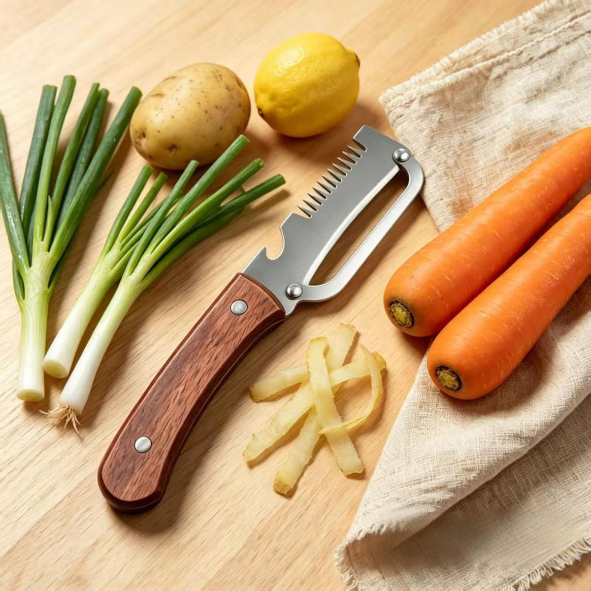 New Utilira Shredder, Multifunctional Vegetable Julienne Peeler, Kitchen Multi-Function Stainless Steel Thickened Fruit Peeler Knife, With Built-In Bottle Opener For Peeling Fruits, Vegetables(2PCS)