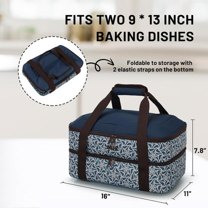 MIER Insulated Casserole Carrier for Hot or Cold Food Thermal Food Carrier Bag for Lasagna Potluck Parties Picnic Cookouts, Fits 9"x13" Baking Dish/Foil Pan, Red