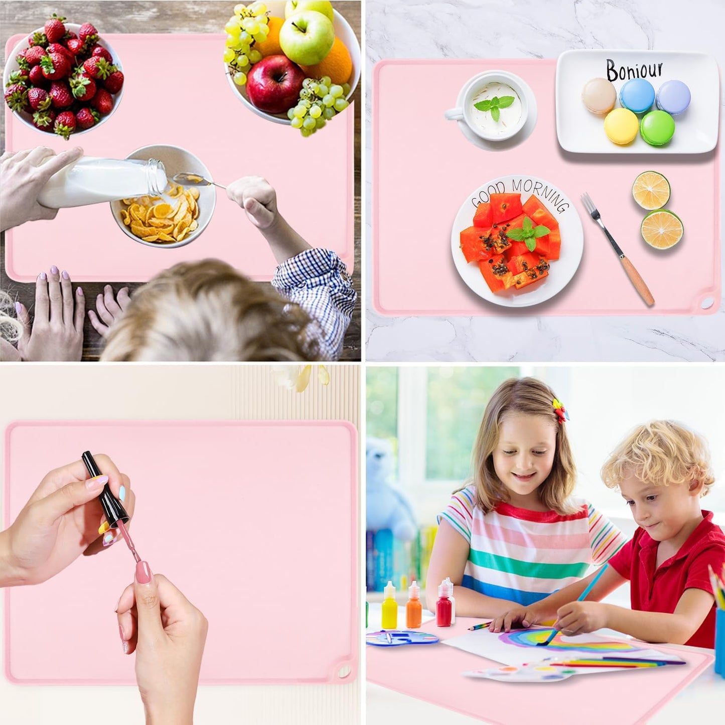 Extra Large Silicone Mats for Kitchen Counter, 27.6'' x 19.7'' Nonskid Silicone Placemats for Kids, Nonstick Purple Silicone Mat for Baking Crafts, Silicone Dab Mat Heat Resistant, 1Pack - Colors A