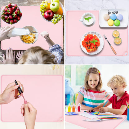 Extra Large Silicone Mats for Kitchen Counter, 27.6'' x 19.7'' Nonskid Silicone Placemats for Kids, Nonstick Purple Silicone Mat for Baking Crafts, Silicone Dab Mat Heat Resistant, 1Pack - Colors A