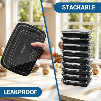50-Pack 32 oz Reusable Meal Prep Containers 1 Compartment Food Storage Containers with Lids, Bento Box, Stackable, Microwave/Dishwasher/Freezer Safe, BPA Free