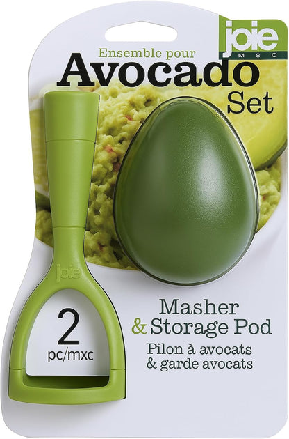 Avocado Masher & Storage Pod Set – 2 PC | Easy Guacamole Maker & Freshness Keeper | Smash & Store for Fresh Guacamole
