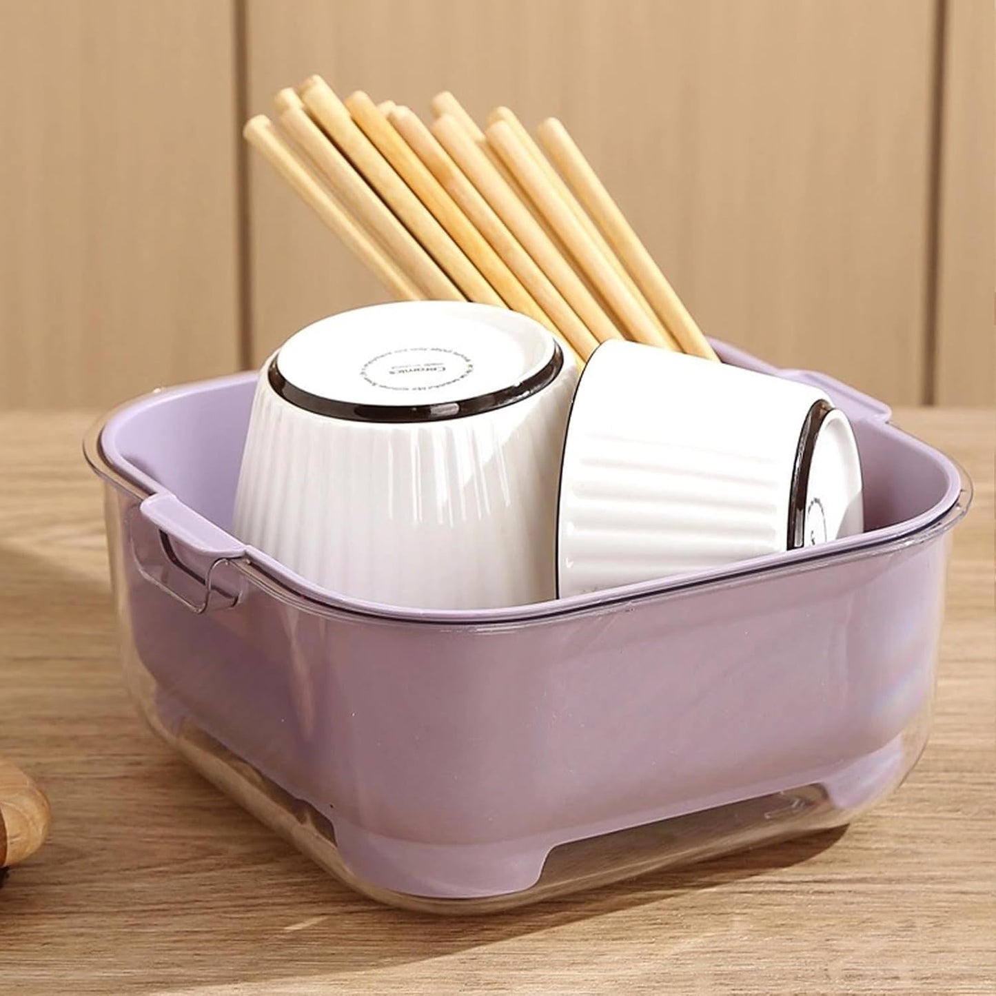 3 Pcs Set Double-Layer Plastic Colander, Large Capacity Food Strainers, Fruits Vegetable Washing Draining Basket, Detachable and Stackable Multi-Layer Strainer Bowl, Easy to Clean for Kitchen (Brown)