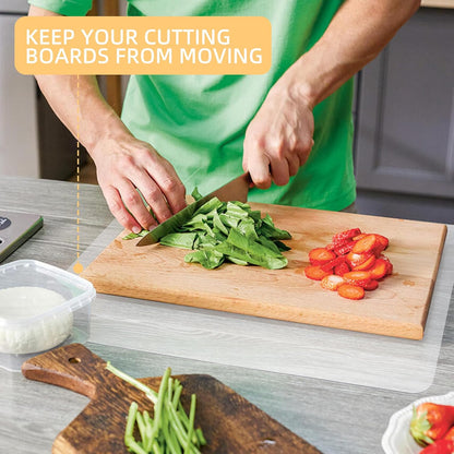 NICENEEDED Non-Slip Cutting Board Mat, Non Absorbent Safety Mat Under Kitchen Cutting Boards, Clear flexible Cutting Board Mat for Home Cooks and Chefs, Dishwasher Safe