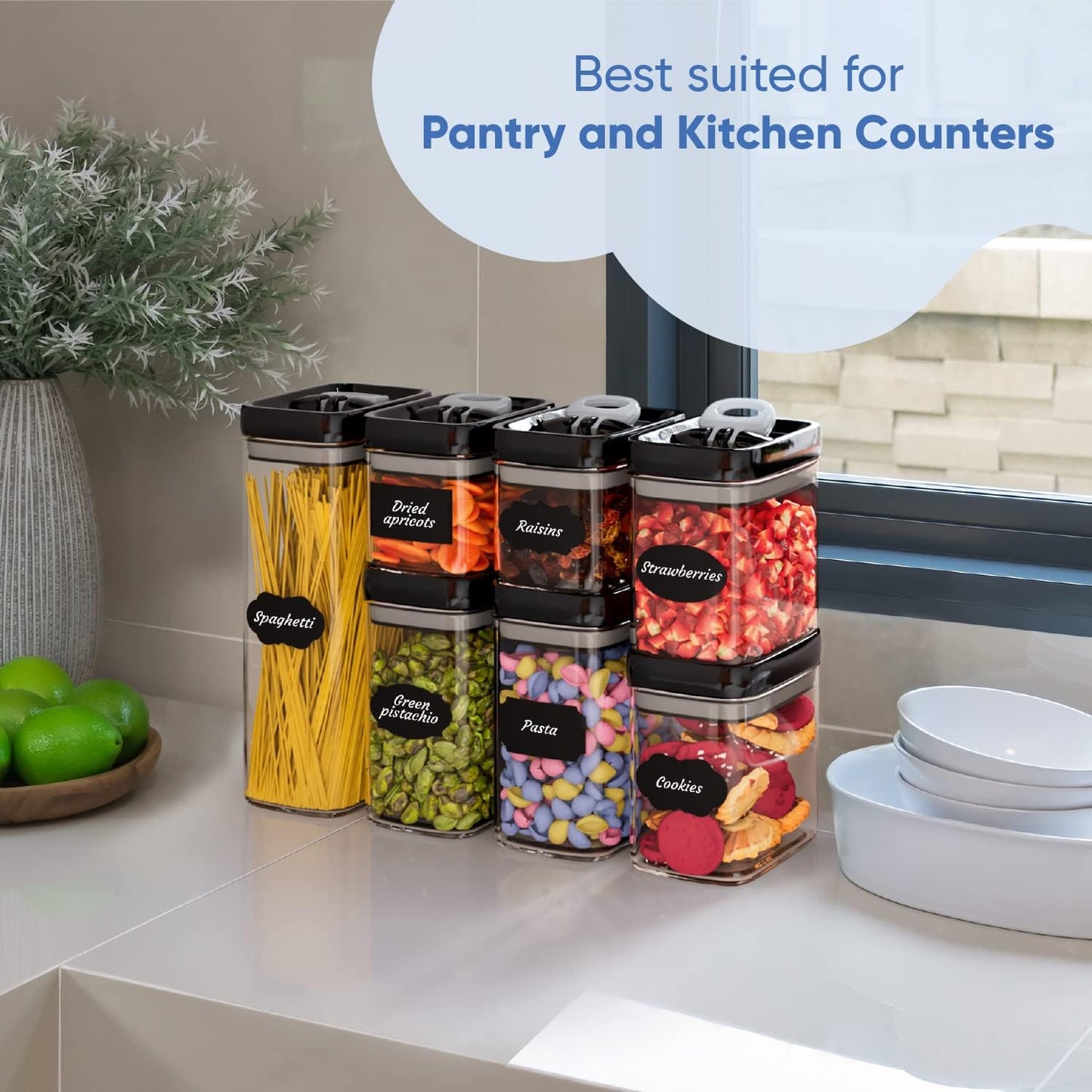 Chef's Path Airtight Food Storage Containers Set for Home Organization - 7 Piece Largest Flip Lock Set w/more Capacity - BPA Free Plastic Dry Food Storage Containers with Lids