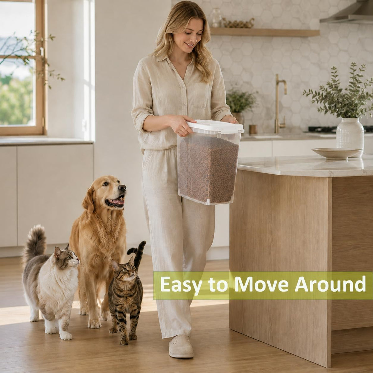 2 Lbs Small Cat Dog Food Storage Container for Bird Seed, Pet Food, 2 Pack | 2QT Versatile Dry Food Bin Portable Dispenser with Wide-Mouth Pour Spout for Rice, Flour, Cereal, Storage and Organization