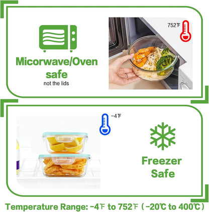 HOMBERKING 24pc Glass Food Storage Containers with Lids, Glass Meal Prep Containers, Airtight Bento Boxes, BPA Free & Leak Proof, Pantry Kitchen Storage(12 lids & 12 Containers) - Purple