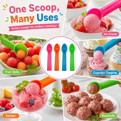 4 Pack Plastic Ice Cream Scoop, Small Fruit Baller for Watermelon