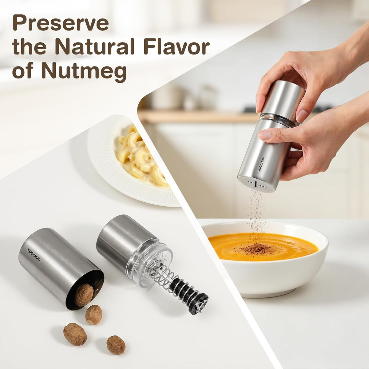 Vucchini Stainless Steel Nutmeg Grinder for Powder