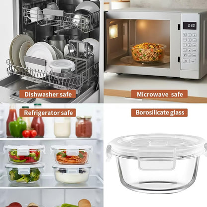 16oz Square Glass Food Storage Containers With Lids, 2 Cup Square Glass Food Containers With Lids, BPA free Small Meal Prep Bowls for leftovers, Dishwasher, Freezer Safe (8Pack)
