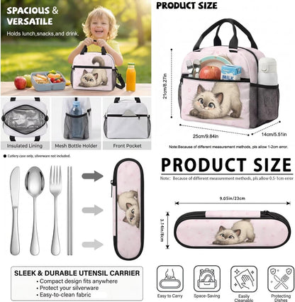 Cute Capybara Pizza Backpack for Girls, 5 Pcs Boys School Bag Set for Kids, 17 Inch Backpacks Lunch Pencil Box Reusable Utensils Case Set for Middle Elementary School, 3rd Grade Backpack