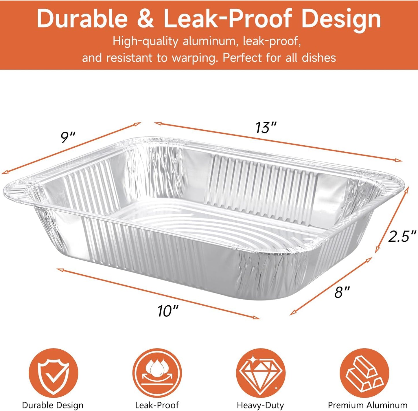 Aluminum Pans with Clear Lids 9x13-10 Pack Aluminum Foil Pans, Heavy Duty Disposable Pans for Cooking, Baking, Meal Prep, Parties & Food Storage