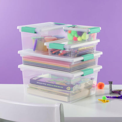 Sterilite 4-Pack Clip Box, Large Stackable Plastic Storage Bins w/ Latching Lids, 18.7 Gal - Heavy-Duty Organizing Containers for Home, Closet, Bathroom, and Office