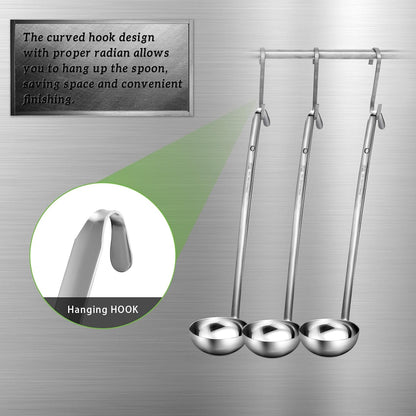 meekoo Stainless Steel Ladles Soup with Long Handle, 6oz