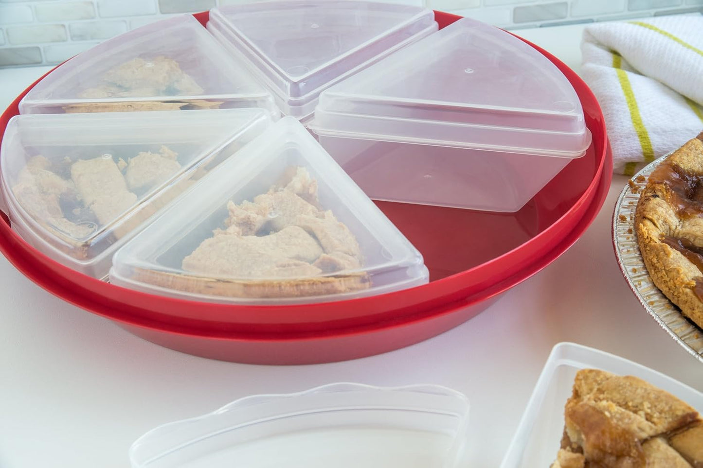 Fox Run Pie Carrier and Saver With Lid, Saves up to 10" Pies, Includes 6 Pie Slice Containers