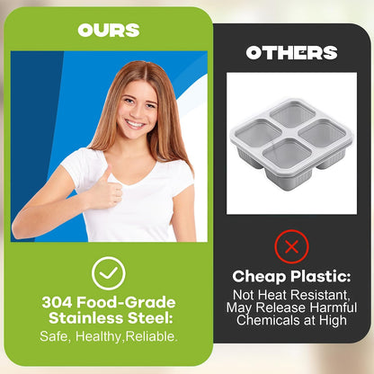 Stainless Steel Snack Containers, 6-Pack Reusable Grab and Go Containers with Lids, Dual Compartment Bento Box for Travel, Camping & Lunch Prep
