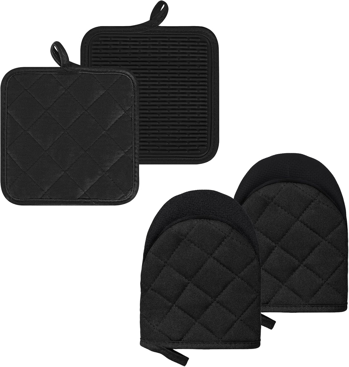 Goldmeet Mini Oven Mitts 2-Pack, 7"x5.5", 500°F Silicone Grip, Gray