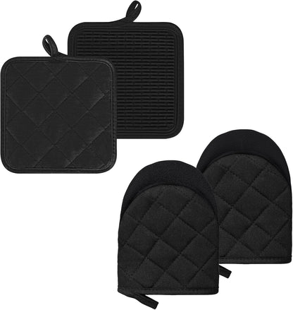 Goldmeet Mini Oven Mitts 2-Pack, 7"x5.5", 500°F Silicone Grip, Gray