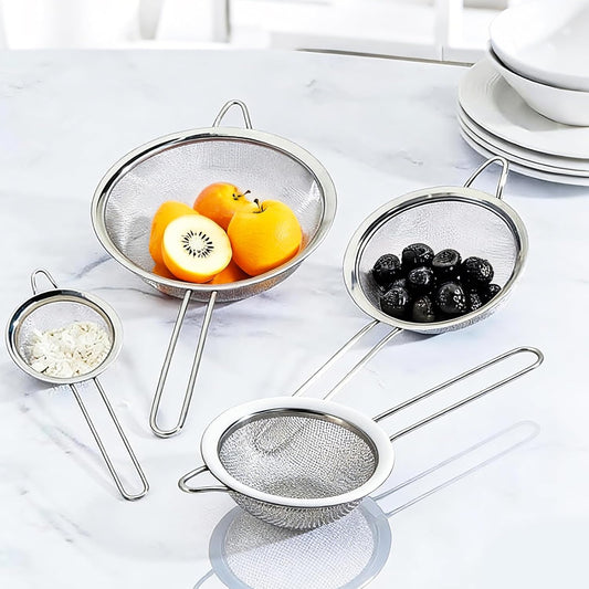 6 PCS Fine Mesh Strainers, Stainless Steel Strainer Set Kitchen Sieve