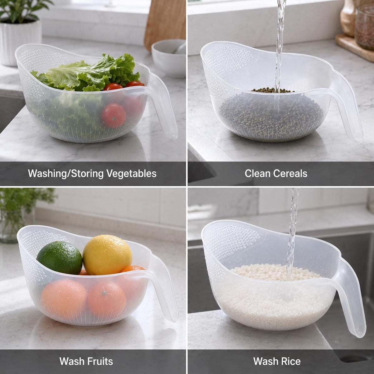 2-In-1 Rice Strainer Lightweight Rice Washer Strainer Bowl