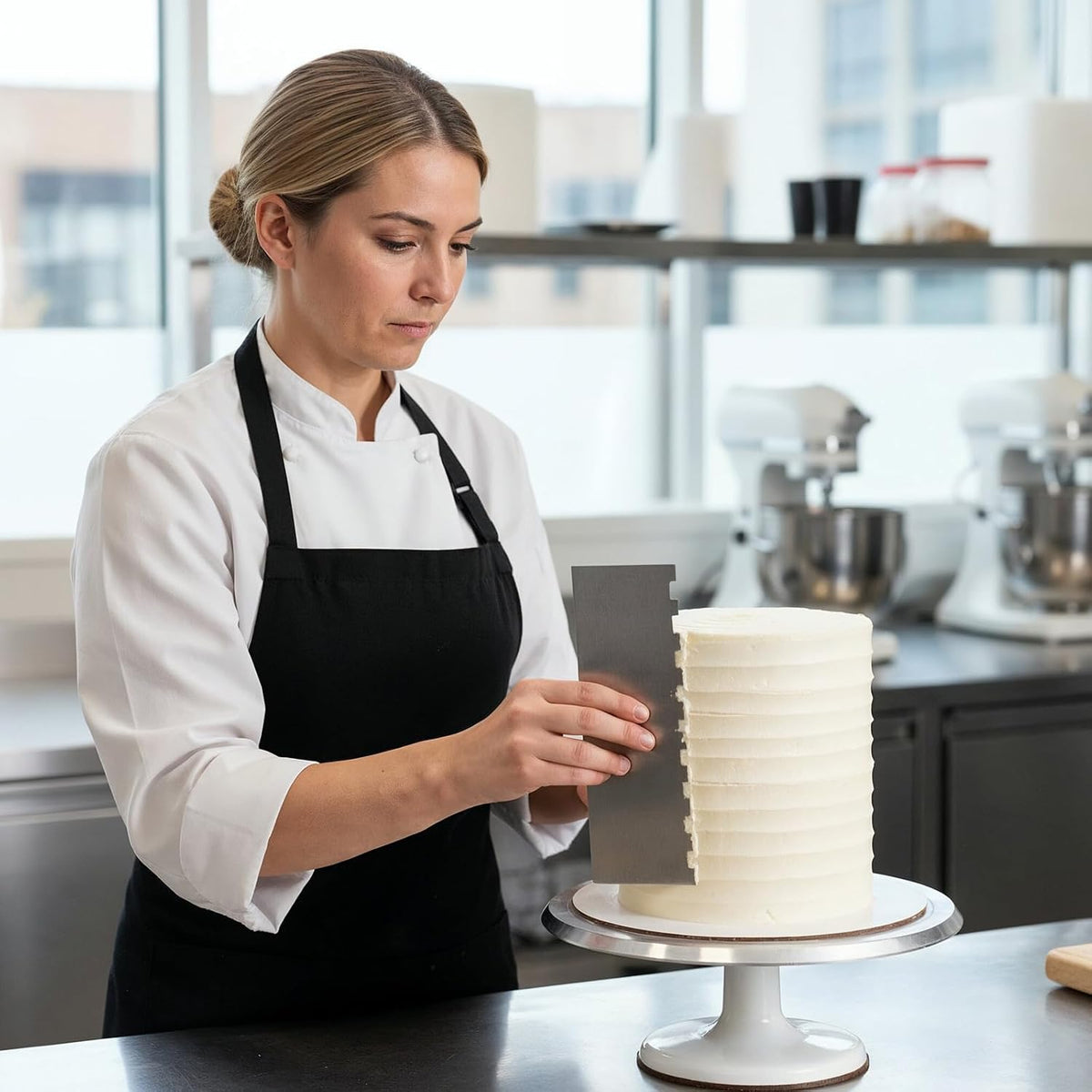 Dual-Edged Stainless Steel Cake Scrapers, 2 Pcs