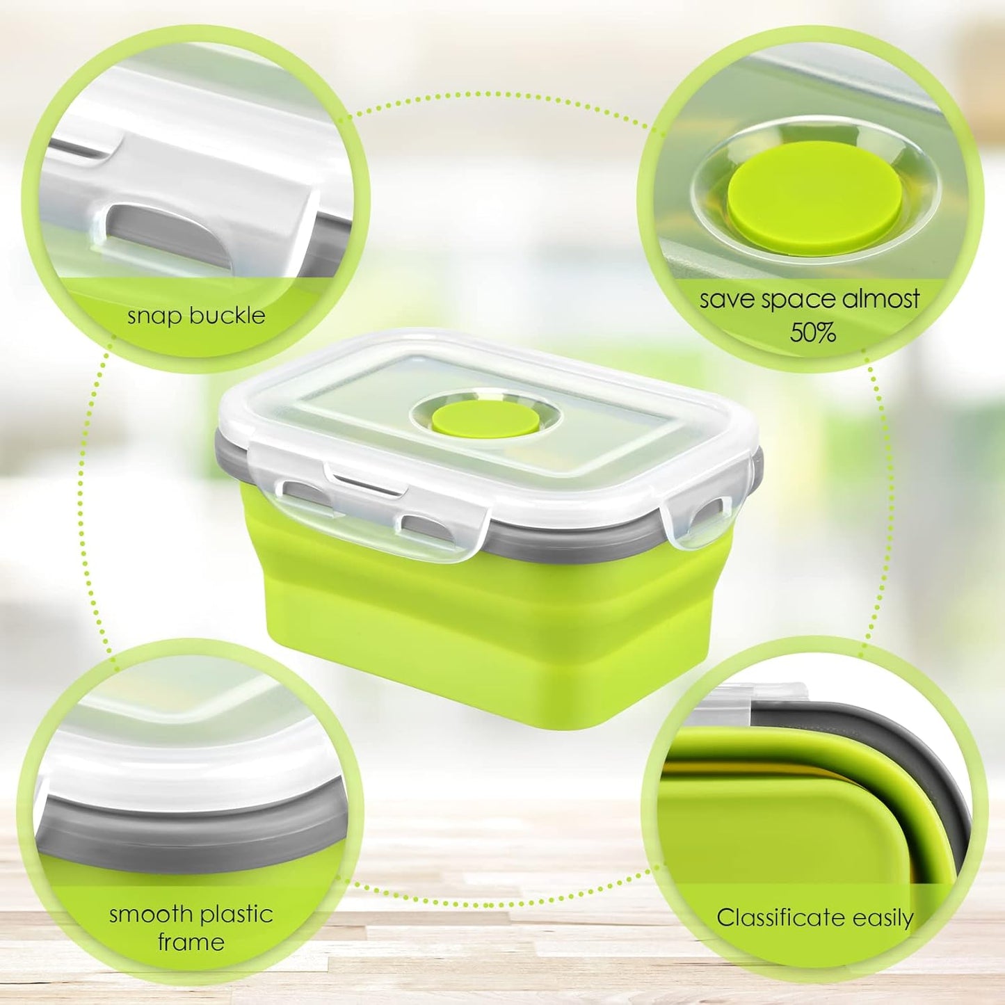8 Pcs Small Silicone Collapsible Food Storage Containers with Airtight Lids Stacking Silicone Meal Prep Lunch Containers for Kitchen, Traveling, Leftover, Microwave Freezer Dishwasher Safe, 4 Colors