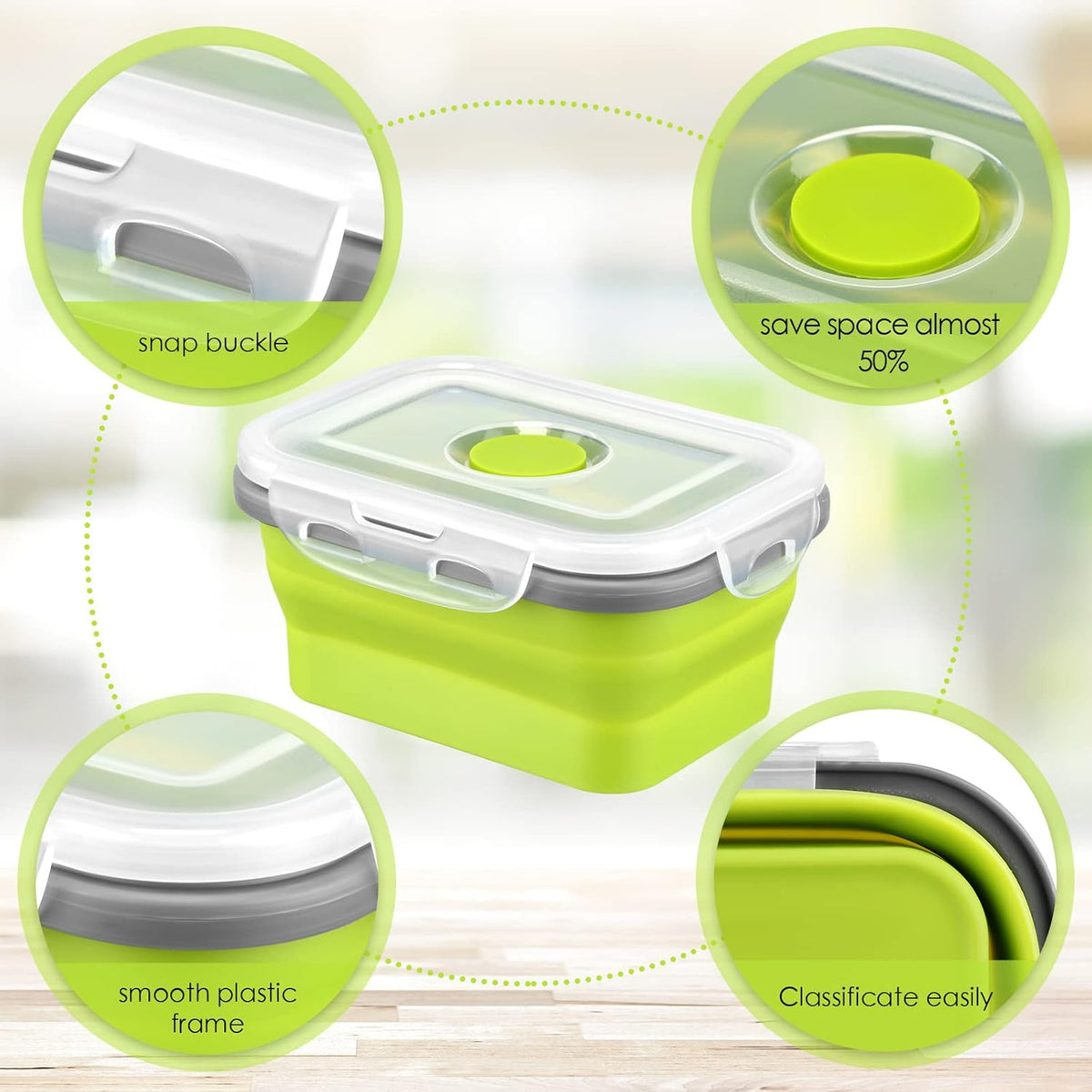 8 Pcs Small Silicone Collapsible Food Storage Containers with Airtight Lids Stacking Silicone Meal Prep Lunch Containers for Kitchen, Traveling, Leftover, Microwave Freezer Dishwasher Safe, 4 Colors