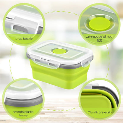 8 Pcs Small Silicone Collapsible Food Storage Containers with Airtight Lids Stacking Silicone Meal Prep Lunch Containers for Kitchen, Traveling, Leftover, Microwave Freezer Dishwasher Safe, 4 Colors