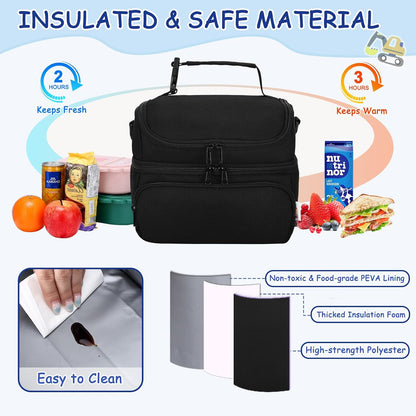 Kasqo Lunch Bag Kids, Dual Compartment Insulated Cooler Bag 7.5L Girls Boys Toddler Lunch Box Containers for Daycare School Kindergarten Travel Ombre Butterfly