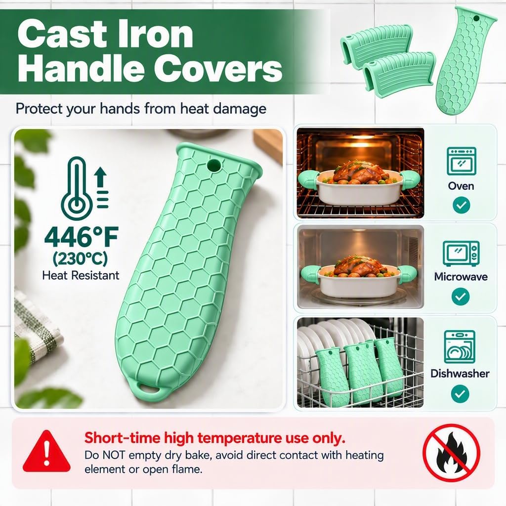 10Pcs Cast Iron Handle Cover, Silicone Pot Holders