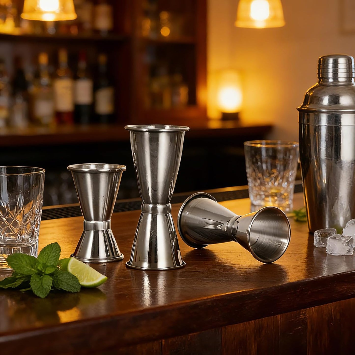 TXIN 3 Pieces Cocktail Jigger Set Stainless Steel Measuring Cup for Bartending, Japanese Style Double Sided Bar Jiggers - 1 & 2 oz, 3/4 & 1 1/2 oz, 1/2 & 1 oz, Professional Home Bartender Kit