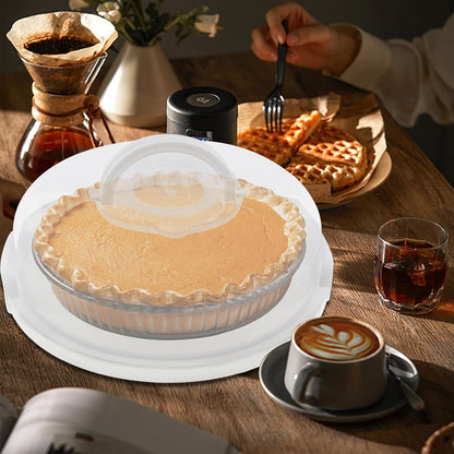 2Pcs Pie Carrier with Lid Portable Cheesecake Carrier 12 Inch Cupcake Cake for Thanksgiving Party Baby Shower Christmas (White)
