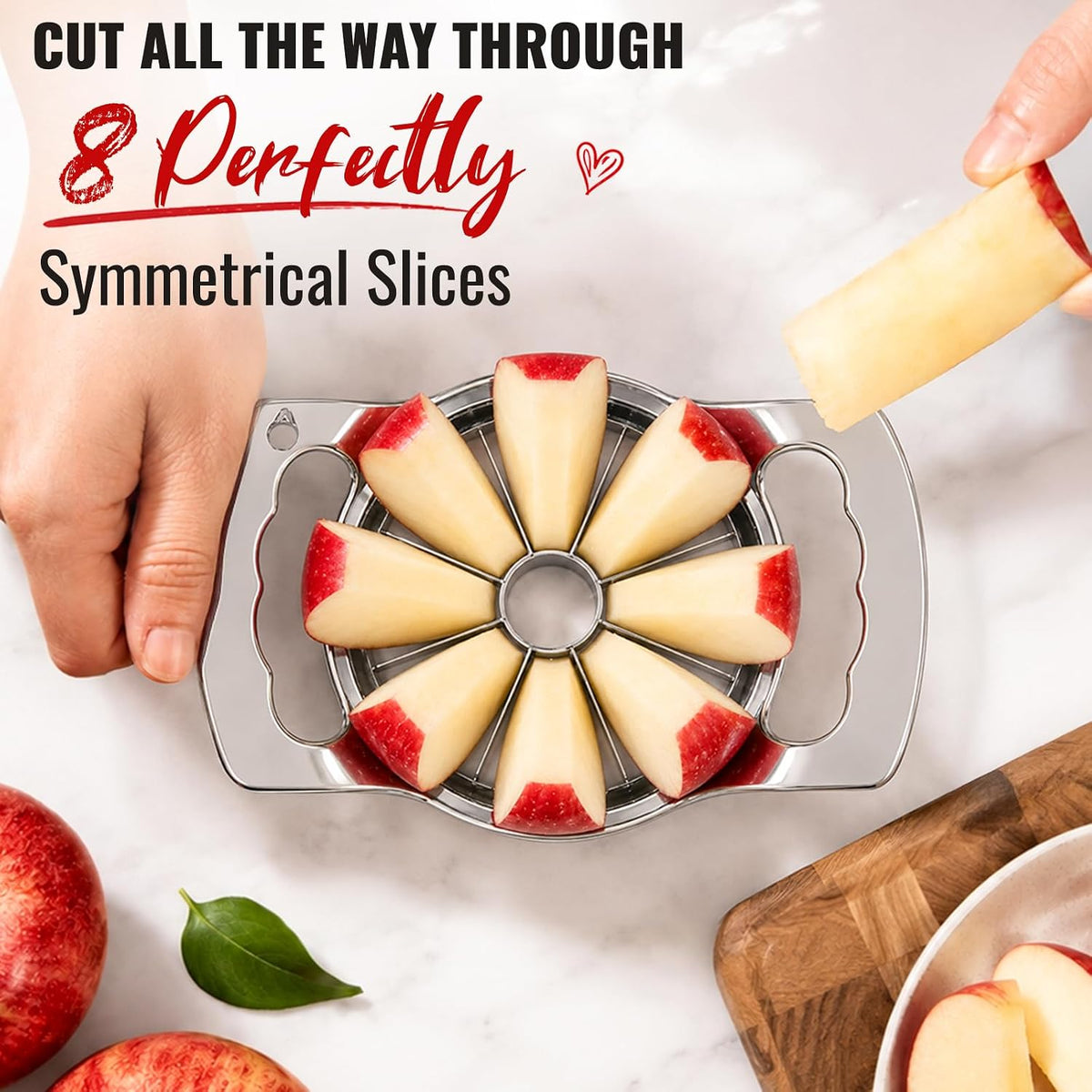 YYP Heavy Duty 8-Blade Apple Slicer, Extra Large Stainless Steel Apple Cutter & Corer, Sharp, Easy to Use, Dishwasher Safe for Apples & Fruits