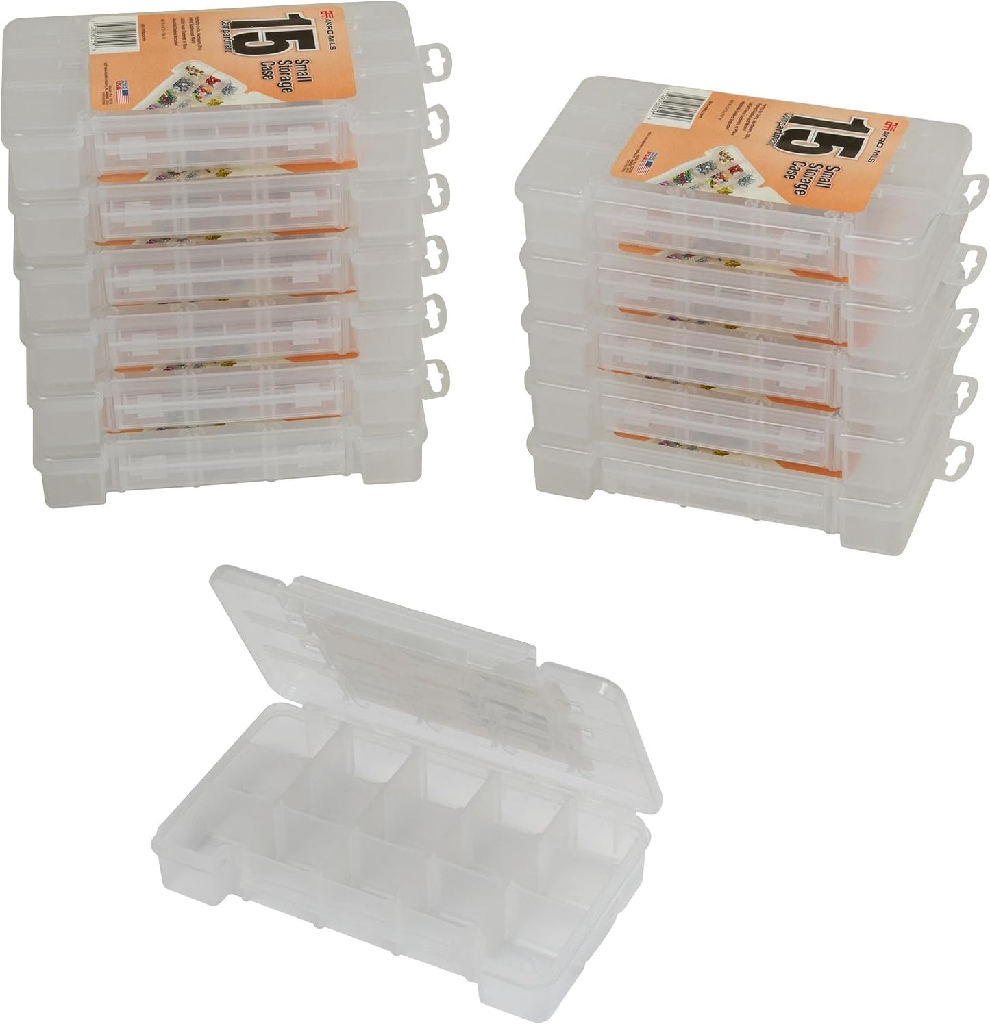 Akro-Mils 05705 Plastic Portable Parts Storage Case for Hardware and Crafts with Hinged Lid and 4 Adjustable Dividers, (8-3/8-Inch x 5-Inch x 1-5/8-Inch), Small, Clear