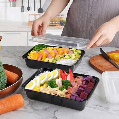 MUCHII 32 oz 3 Compartment Meal Prep Containers With Lids 20 Count To Go, Plastic Disposable Food Containers Microwave and Freezer Safe